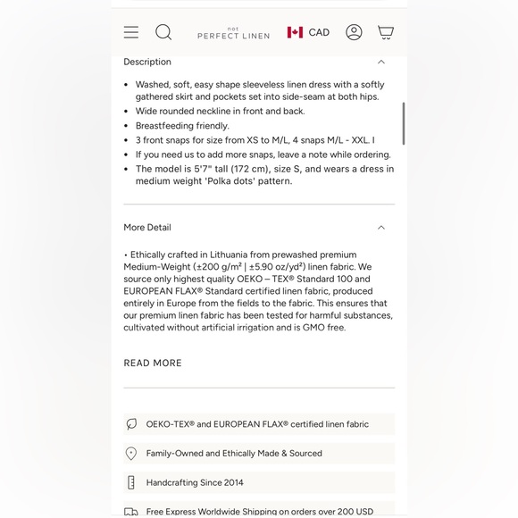 notPERFECTLINEN VALLEY front brass snaps linen dress (NWOT) - Picture 8 of 8